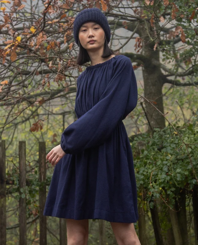 Ava-Jane Organic Cotton Brushed Twill Dress in Night Sky