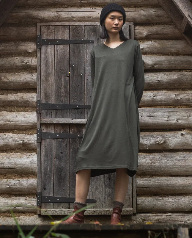 Myrtle Organic Cotton Jersey Dress in Rosin Green