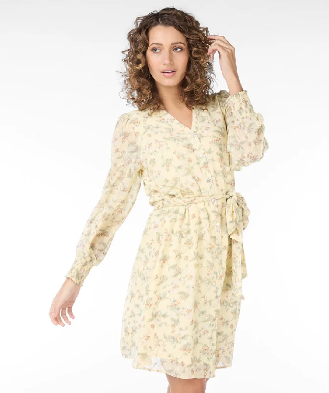 Smocked Cuff Floral Print Dress. Style ESQ14040