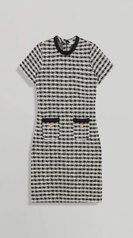 LILY HOUNDSTOOTH BOUCLE DRESS