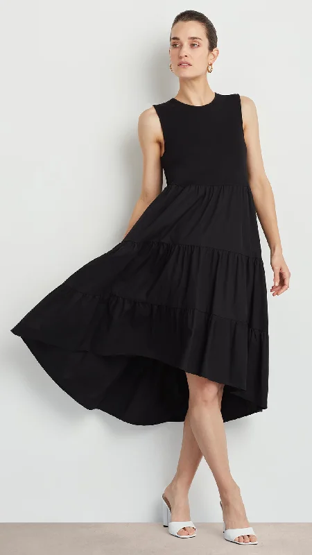 SLEEVELESS DRESS WITH TIERED SKIRT