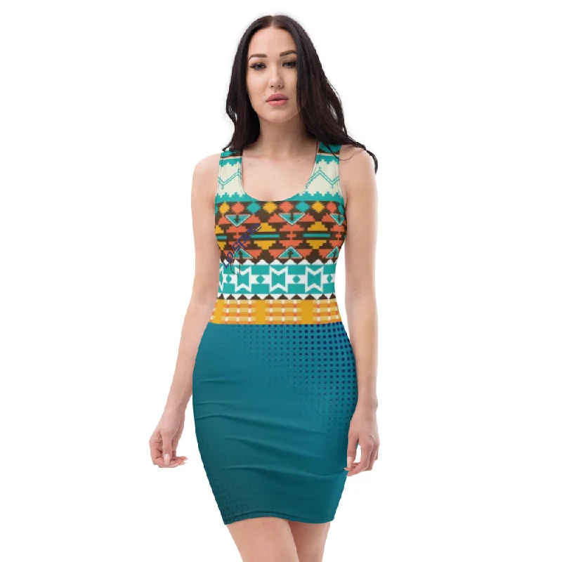 FDa - Blue Navajo Fitted Dress