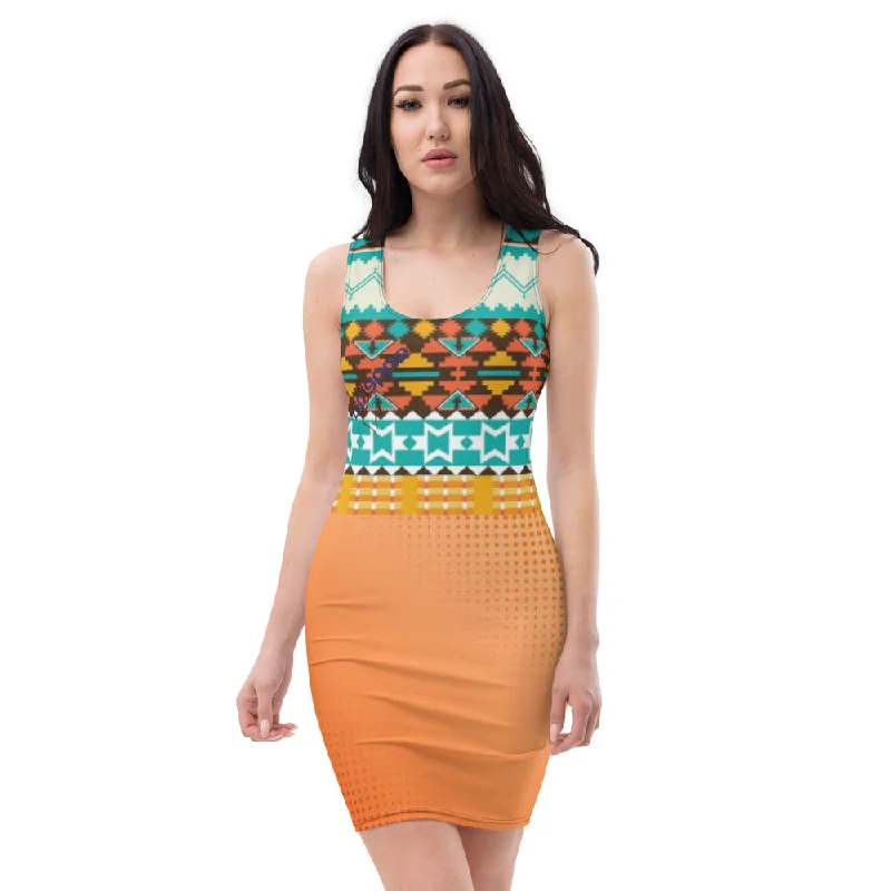 FDa - Orange Navajo Fitted Dress