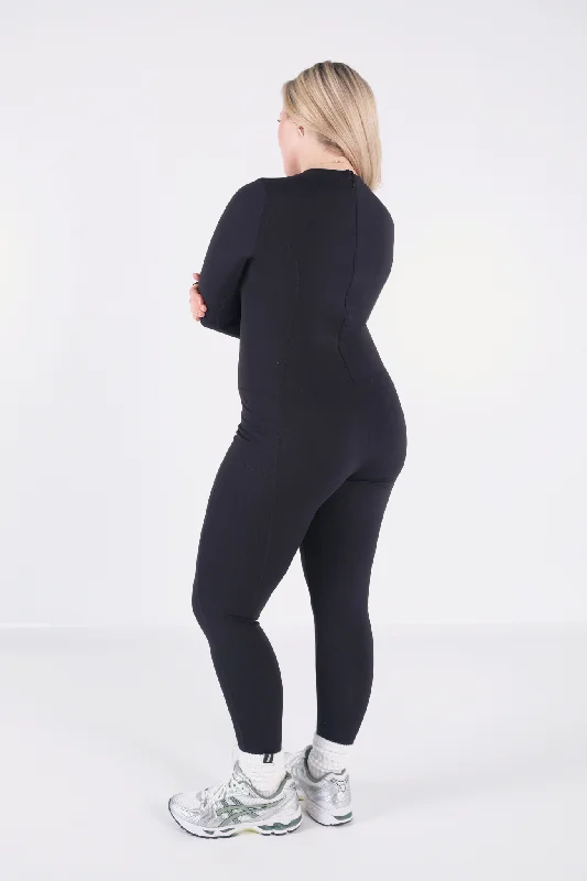 Long Sleeve Full Pocket Bodysuit - Black