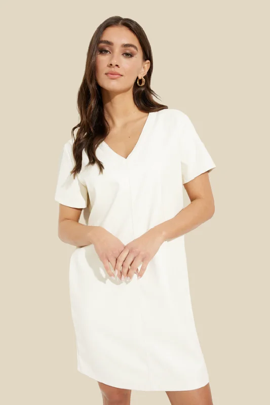 Faux Leather T-Shirt Dress