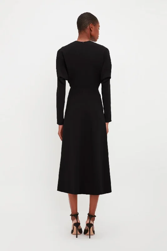 Victoria Beckham Dolman Midi Dress - Black