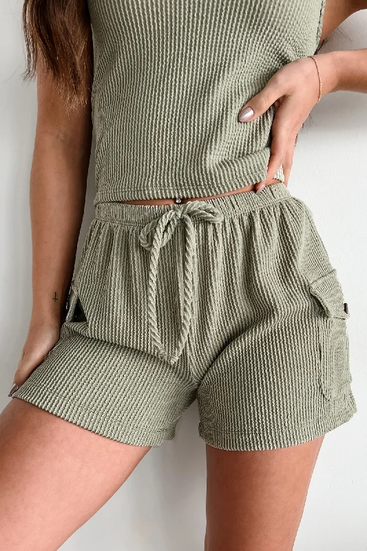 Apollo Textured Cargo Lounge Shorts (Moss Green)