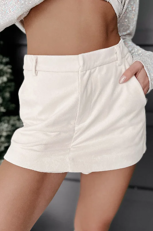 Bring You Serenity Faux Suede Shorts (Cream)