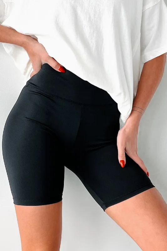 Crushing My Workouts High Waisted Biker Shorts (Black)