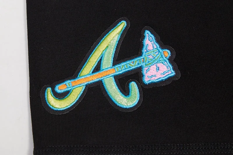 MLB ATLANTA BRAVES WASHED NEON JERSEY WOMEN'S BIKE SHORT (BLACK)