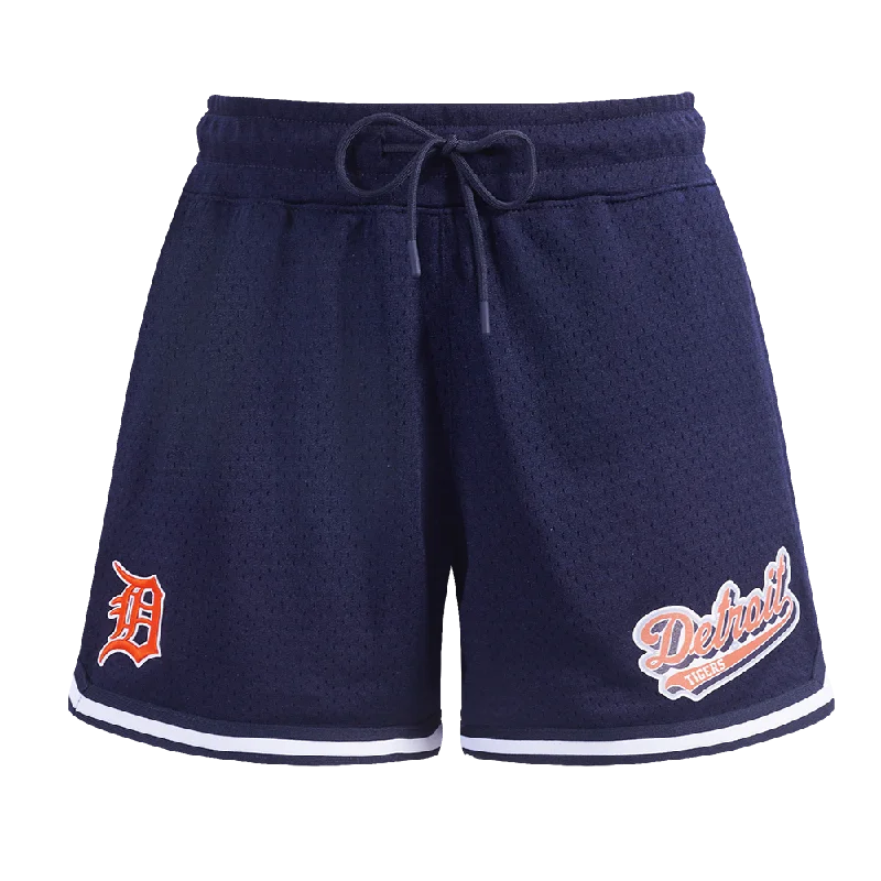 MLB DETROIT TIGERS SCRIPT TAIL WOMEN'S MESH TAPE SHORT (MIDNIGHT NAVY)