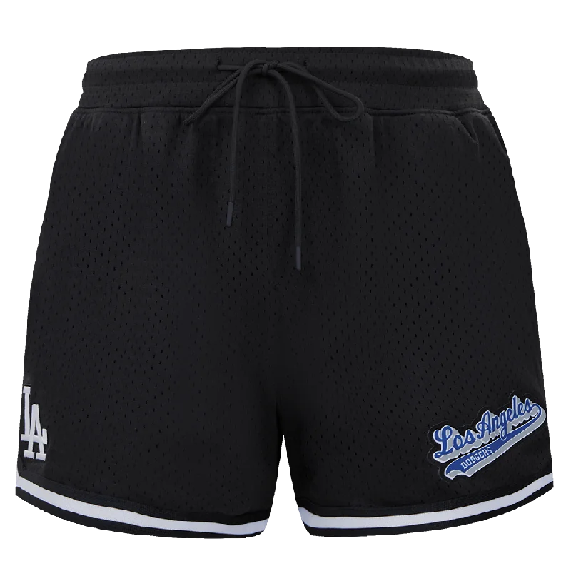 MLB LOS ANGELES DODGERS SCRIPT TAIL WOMEN'S MESH SHORT (BLACK)