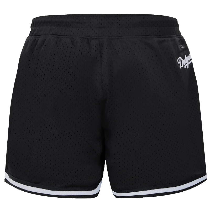 MLB LOS ANGELES DODGERS SCRIPT TAIL WOMEN'S MESH SHORT (BLACK)