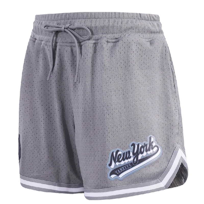 MLB NEW YORK YANKEES SCRIPT TAIL WOMEN'S MESH TAPE SHORT (GRAY)