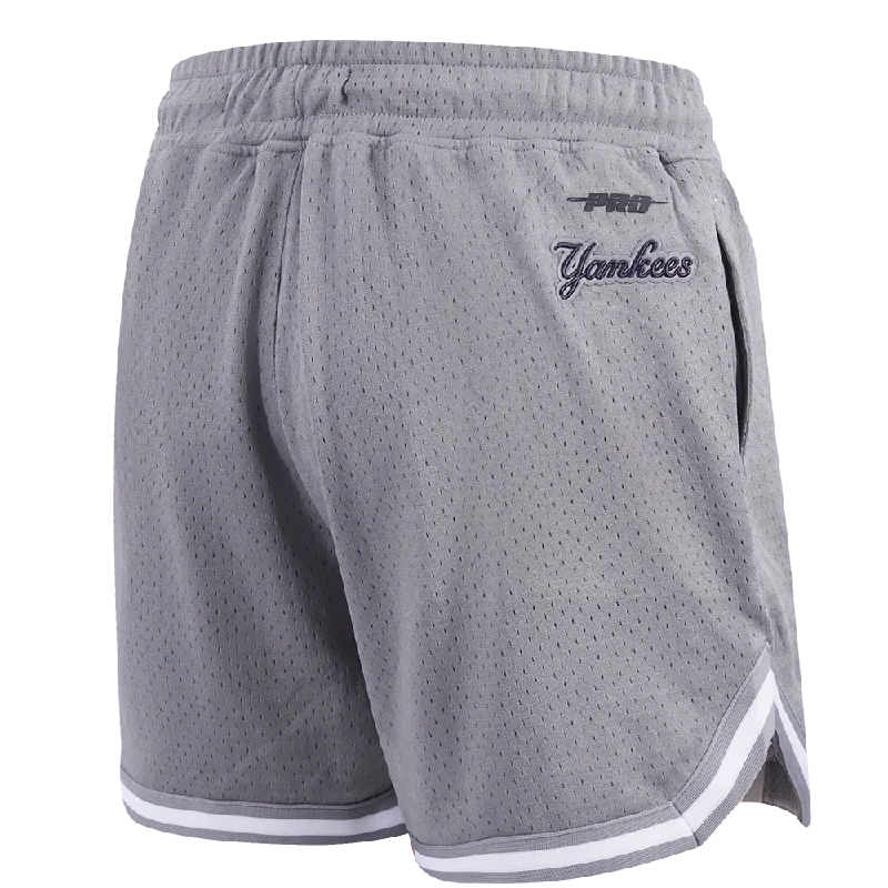 MLB NEW YORK YANKEES SCRIPT TAIL WOMEN'S MESH TAPE SHORT (GRAY)