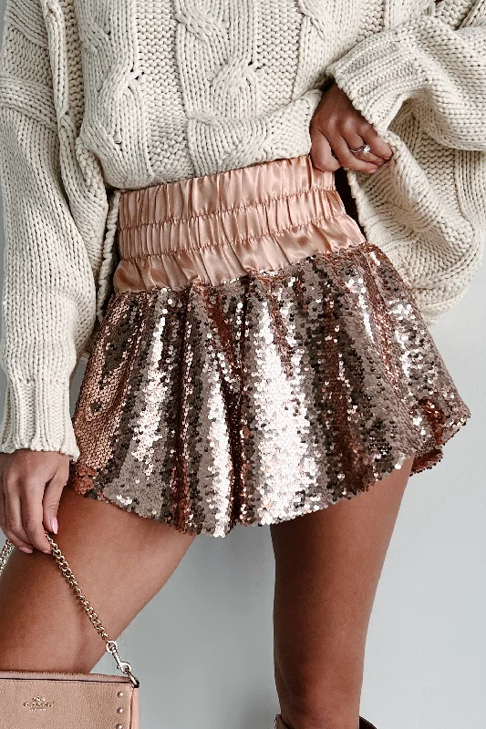 Party Phase Smocked Waist Sequin Skort (Champagne)