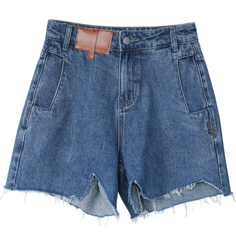 Retro Blue High-waisted Denim Shorts for Women