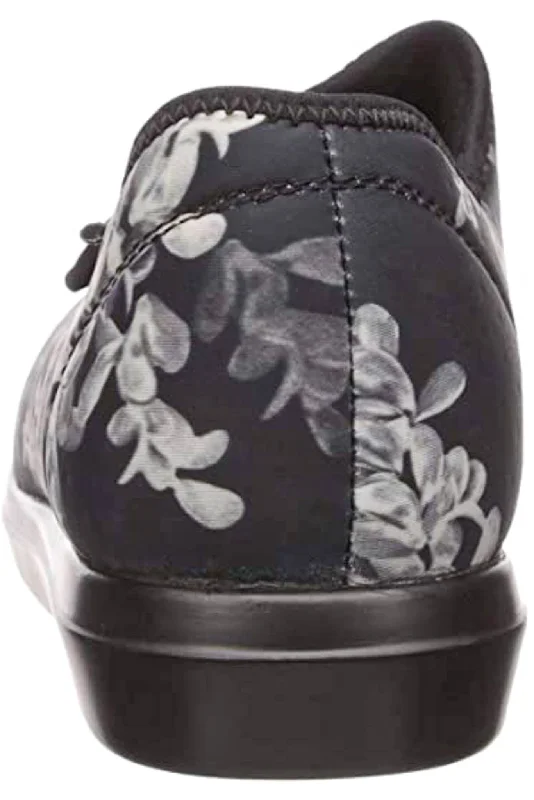 Adjustable Slippers for Women - Black | Floral | Adaptive Shoes by Ovidis