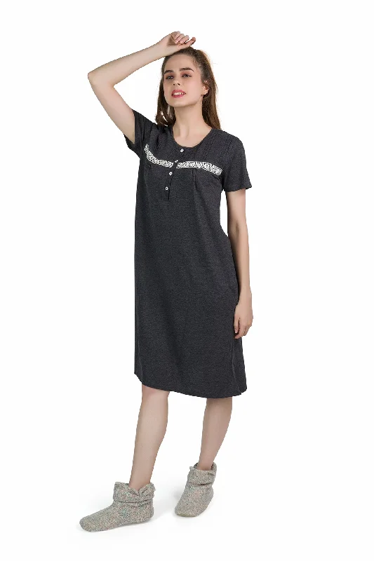 Anthra Lace Yoke Short Nightdress