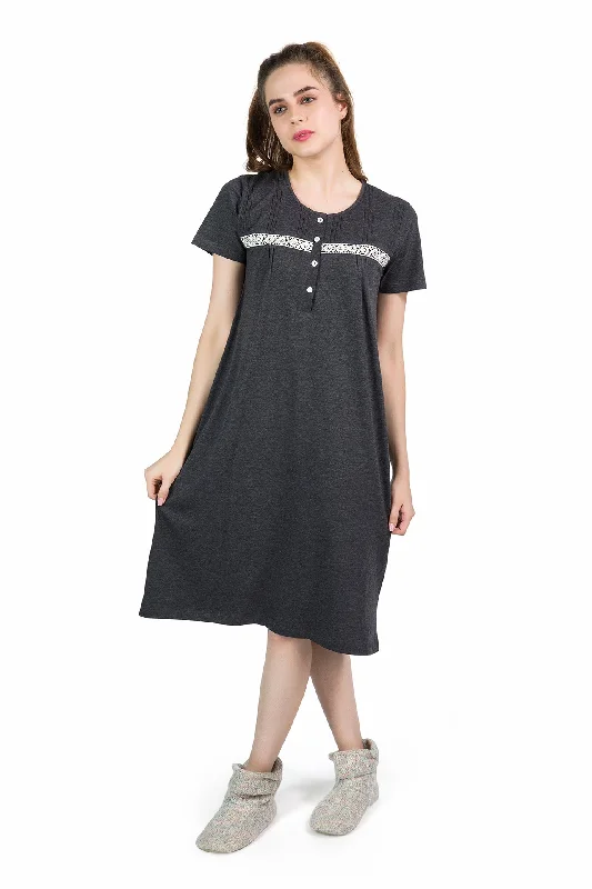 Anthra Lace Yoke Short Nightdress