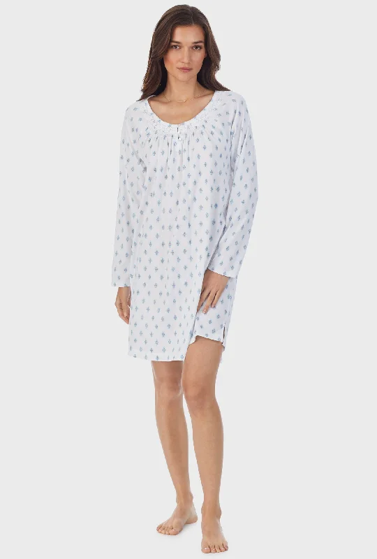 Aqua Geo Cotton Short Nightgown