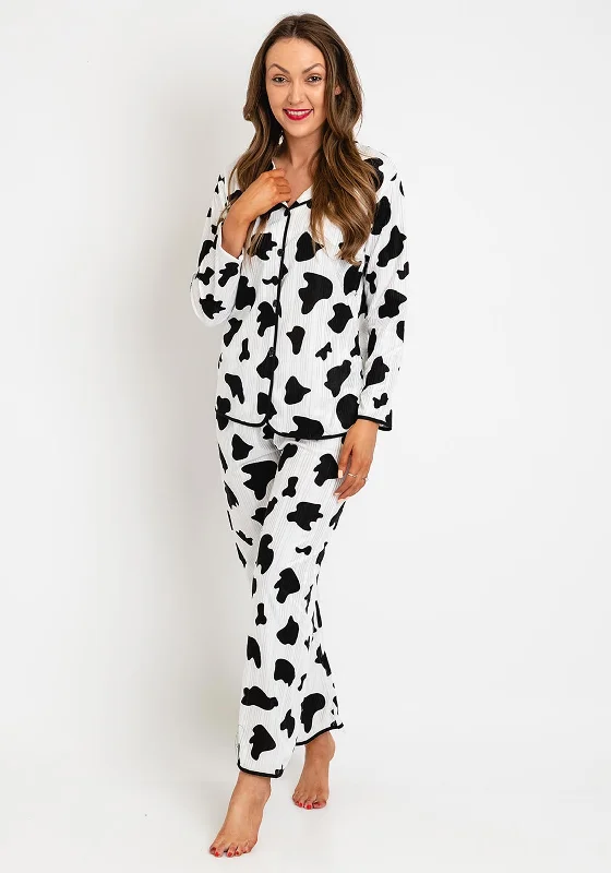 Serafina Collection Animal Print Pyjama Set, White and Black