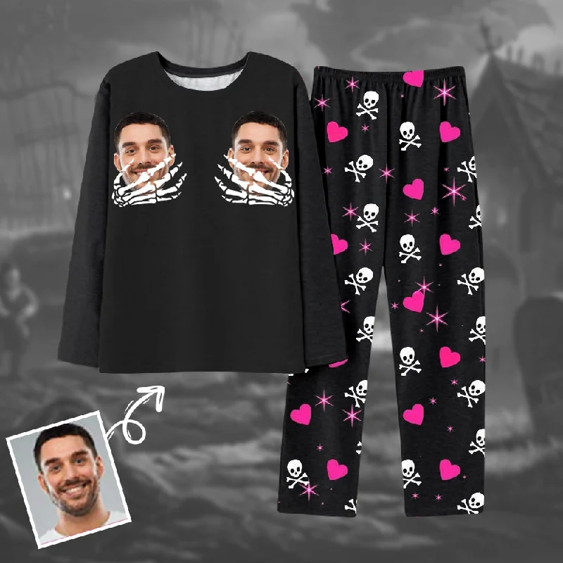 Custom Fun Long Sleeve Pants Pajamas Halloween Skeleton