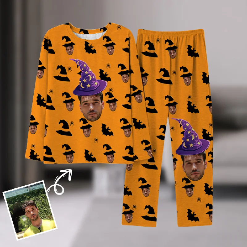 Custom Photo Pajamas Halloween Bat Sleepwear Set