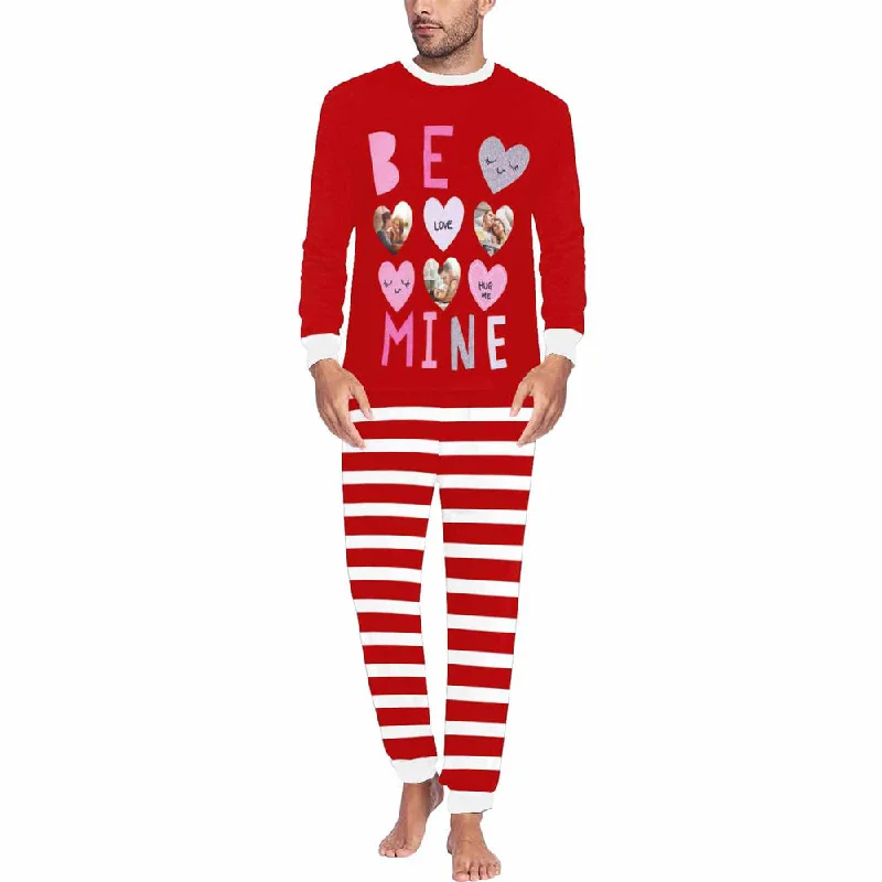 Custom Photo Pajamas Sets Be Mine Couple Matching Pajamas