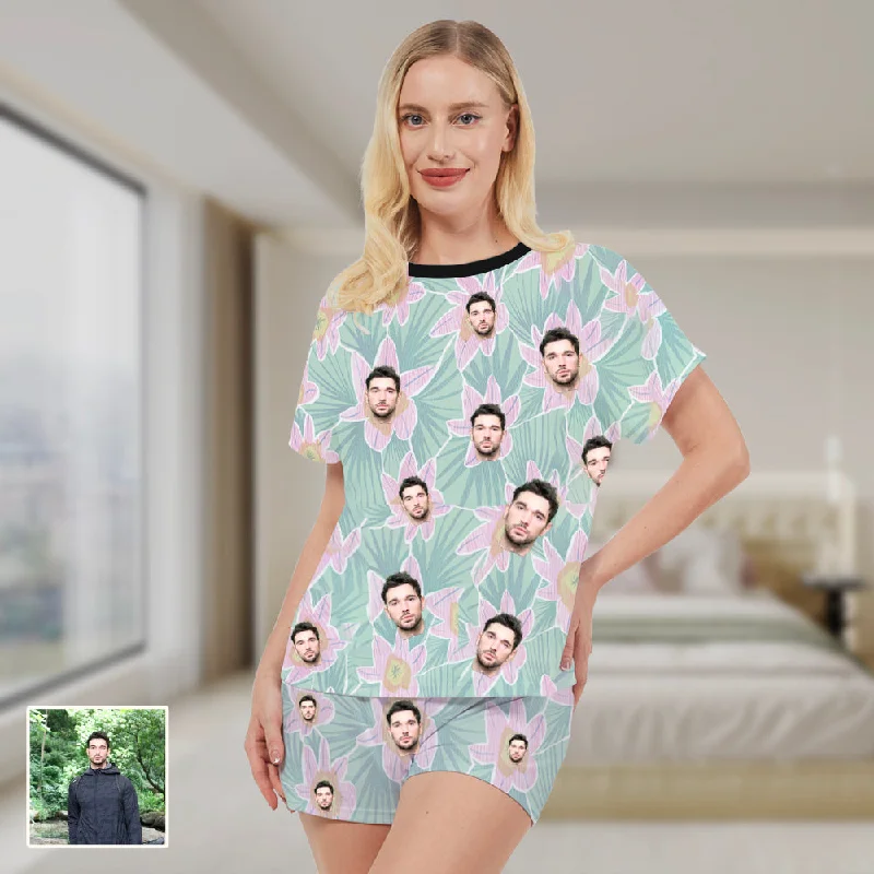 Customized Ladies Pajamas Short Sleeves & Shorts Lover Avatar Customization