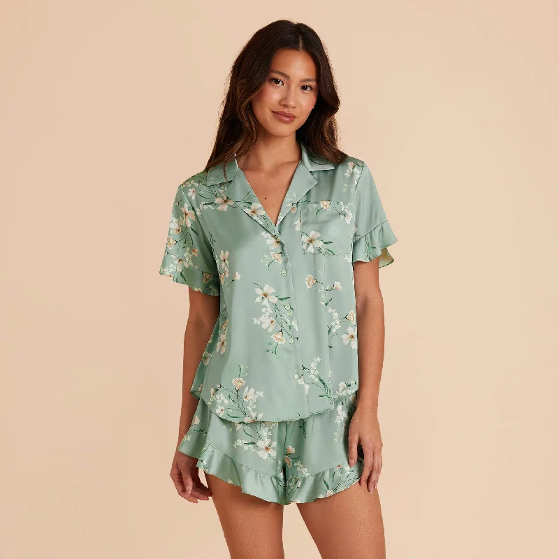 Esther Ruffled Short Sleeve Pajama Set - Sage Le Fleur