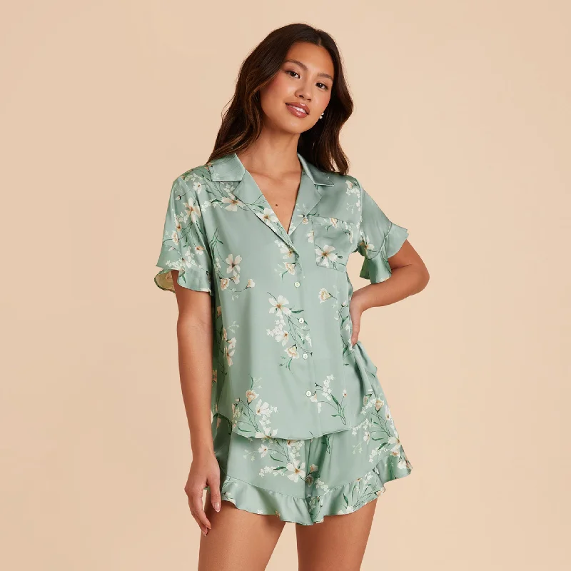 Esther Ruffled Short Sleeve Pajama Set - Sage Le Fleur