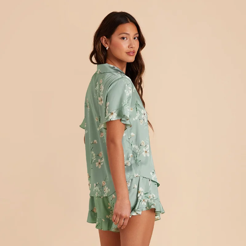 Esther Ruffled Short Sleeve Pajama Set - Sage Le Fleur