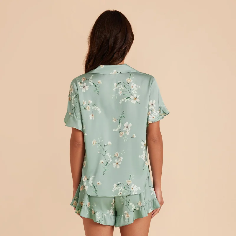 Esther Ruffled Short Sleeve Pajama Set - Sage Le Fleur