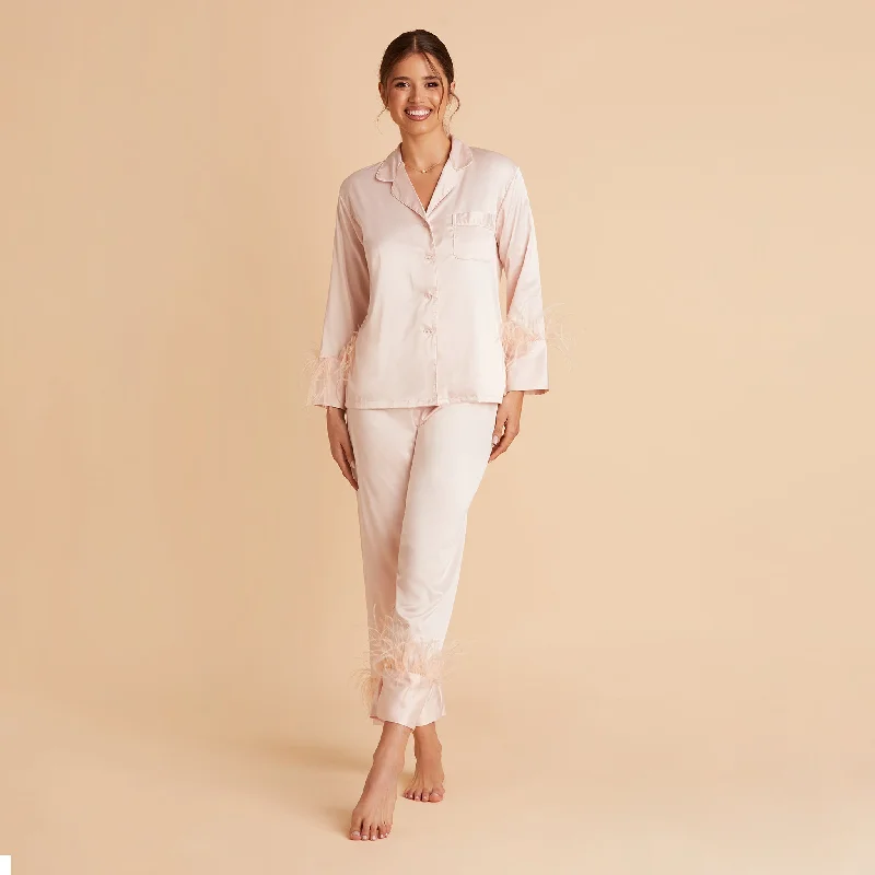 Feathered Pajama Set - Blush