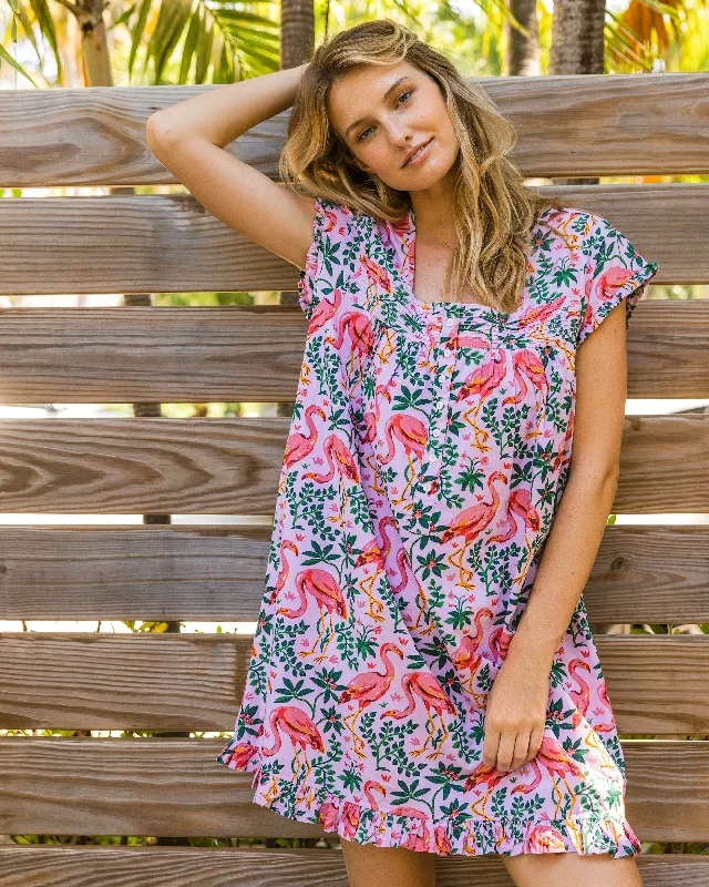 Flock of Flamingos - Pintuck Nightgown - Rose