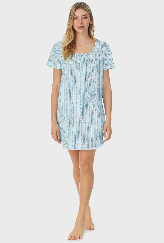 Floral Stripes Short Nightgown