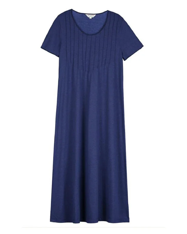 Women's French Pleat Short Sleeve Jersey Nightdress - Midnight