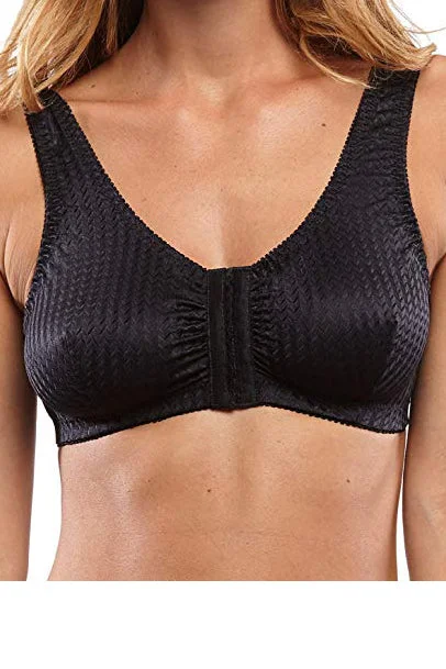 Front Closure Nylon Comfort Bra - Black | Stella | Adaptive Clothing by Ovidis