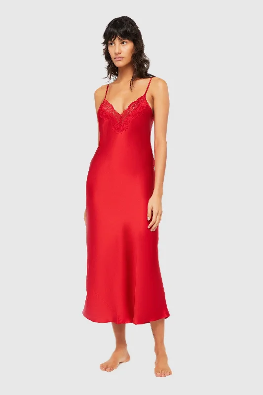 Ginia - Silk Lace Slip | Red Chili