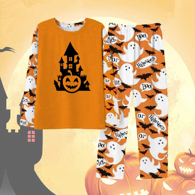 Halloween Ghost Castle Print Pajamas BOO