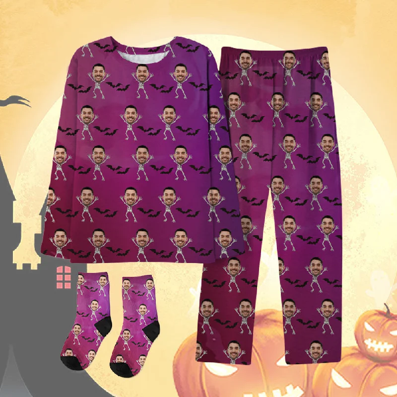 Halloween Purple Pajamas & Socks Set Skeleton Body Avatar Customization