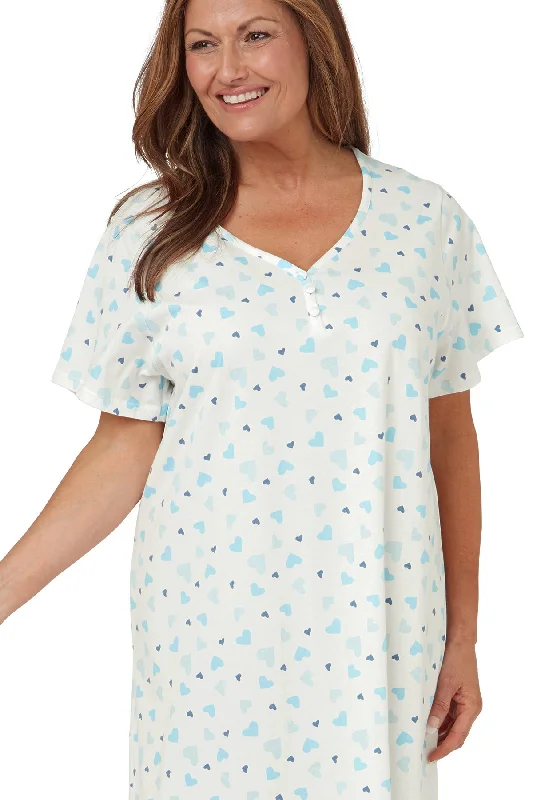 Heart Print Short Sleeved V Neck Nightie