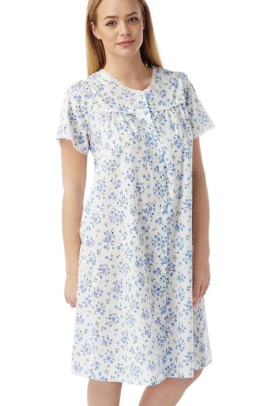 Helen Floral Sprig Button Through Easy-Care Nightdress