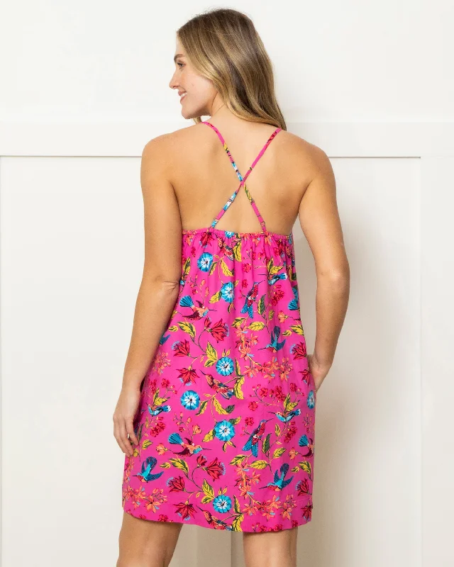 Hummingbird Haven - Cami Nightgown - Fresh Raspberry