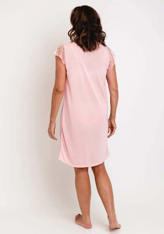 The Serafina Collection Lace Cap Sleeve Nightdress, Blush