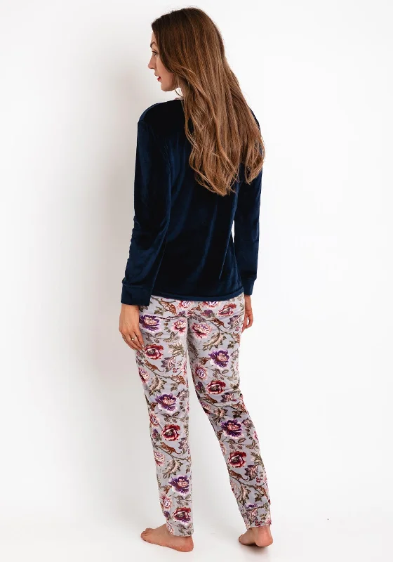 Serafina Collection Floral 2 Piece Pyjama Set, Navy