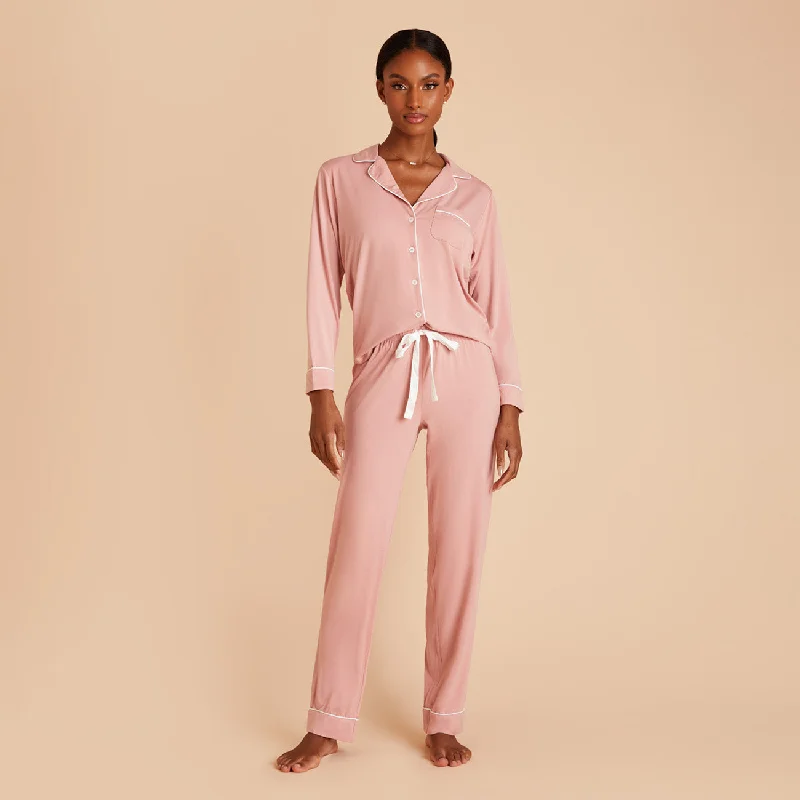 Jonny Long Sleeve Pajama and Pants Set - Dusty Rose