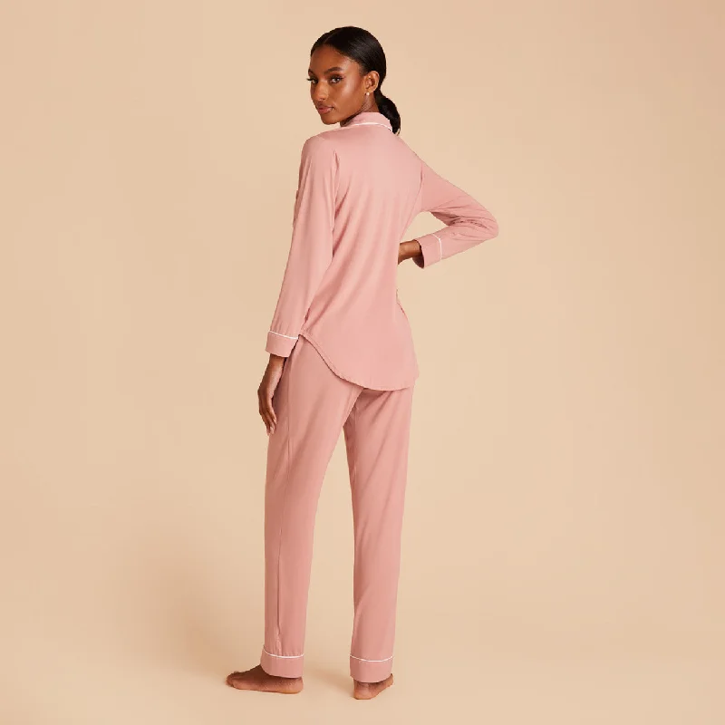 Jonny Long Sleeve Pajama and Pants Set - Dusty Rose