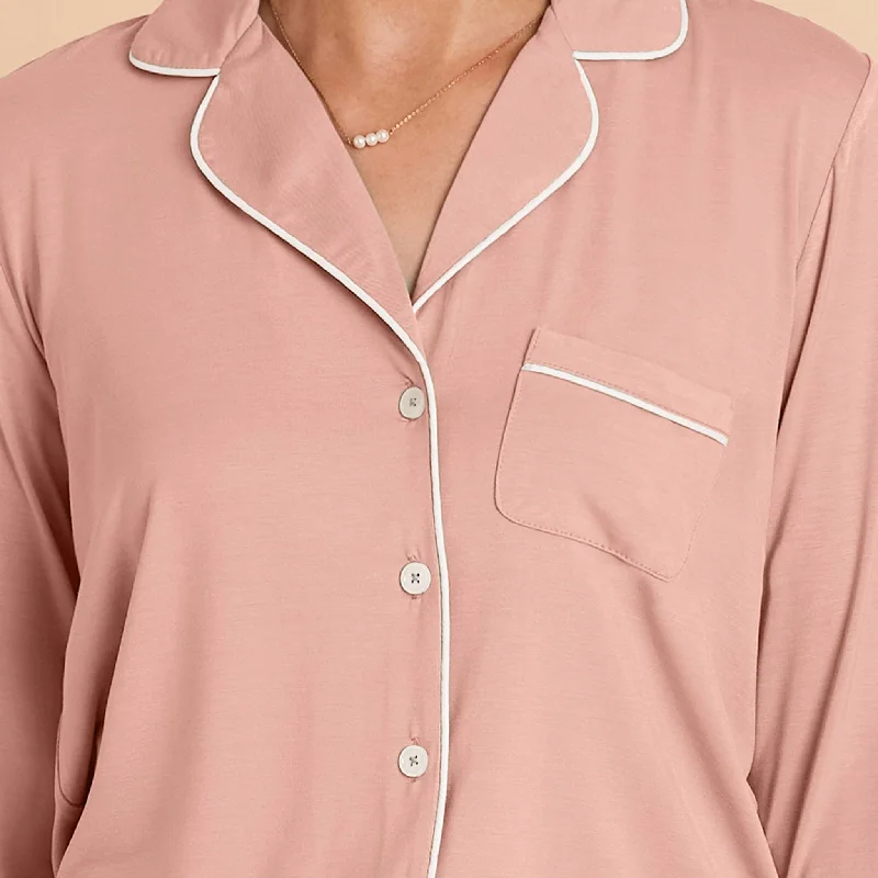 Jonny Long Sleeve Pajama and Pants Set - Dusty Rose